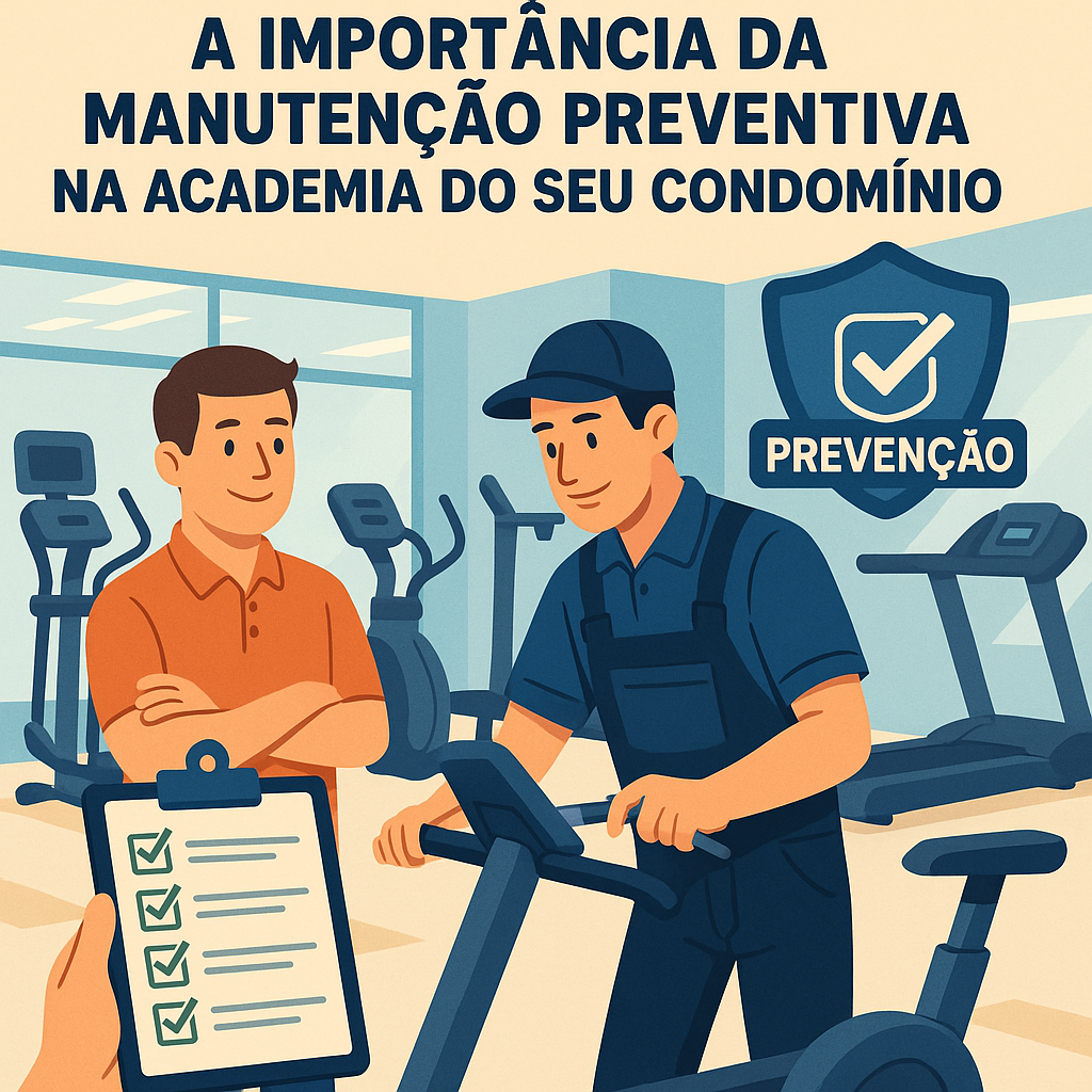 Ilustração (substituir) sobre manutenção preventiva em academia